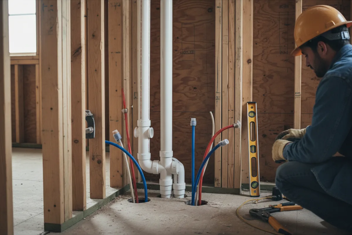Drain and supply rough-in during Sump Pump Repair in Conway